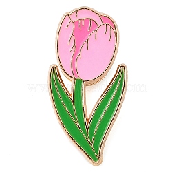 Alloy Enamel Brooches, Tulip, 34.5x17.5mm(JEWB-I035-01KCG-04)