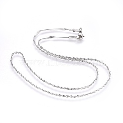 304 Stainless Steel Singapore Chain Necklaces, Water Wave Chain Necklaces, Twisted Chain Necklaces, with 304 Stainless Steel Beads and Clasps, Stainless Steel Color, 18.1 inch(46cm), 1.7mm(NJEW-F248-14A-P)