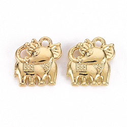 Rack Plating Alloy Charms, Cadmium Free & Lead Free, Elephant, Light Gold, 14.5x13x3mm, Hole: 1.8mm(PALLOY-N155-98-RS)