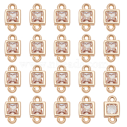 Unicraftale Brass Cubic Zirconia Square Connector Charms, Light Gold, 8x4x2mm, Hole: 1mm(KK-UN0001-22)