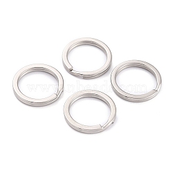 304 Stainless Steel Split Key Rings, Keychain Clasps Findings, Stainless Steel Color, 20x2mm, Inner Diameter: 15mm(STAS-H153-01D-P)