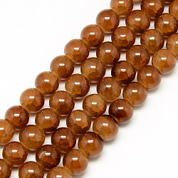 Baking Painted Crackle Glass Bead Strands, Round, Saddle Brown, 6mm, Hole: 1.3~1.6mm, about 133pcs/strand, 31.4 inch(DGLA-Q023-6mm-YS30)