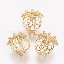 Brass Stud Earrings, Nickel Free, Flower, Real 18K Gold Plated, 21x20.5x9mm, Tray: 15mm, Pin: 0.7mm(EJEW-P160-02G-NF)