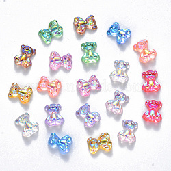 Resin Cabochons, Nail Art Decoration Accessories, AB Color Plated, Bear, Mixed Color, 10x8.5x4.5mm(MRMJ-R063-08B-01)