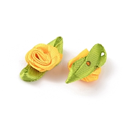 Polyester Rose Ornaments, for DIY Hair Accessories, Clothing Decoration, Costume, Gold, 27.5~29x14~16x7.5mm(DIY-WH0308-242E)