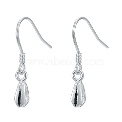 925 Sterling Silver Earring Hooks Findings, with Pendant Bails, Silver, 22mm, 20 Gauge, Pin: 0.8mm(STER-I014-28S)