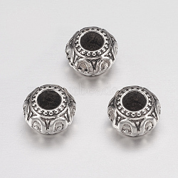 Alloy European Beads, Cadmium Free & Nickel Free & Lead Free, Rondelle, Antique Silver, 10x6.5~7mm, Hole: 3mm(MPDL-E454-AS-NR)