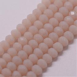 Imitation Jade Glass Bead Strands, Rondelle, Faceted, PeachPuff, 2~3x2mm, Hole: 1mm, about 145~150pcs/strand, 36~37cm(GLAA-K013-02)