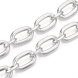 Aluminum Oval Link Chains, Unwelded, Platinum, 26.5x16.5x4.5mm, 16.5x10.5x2.5mm(CHA-N003-08P)