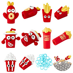 Fast Food Theme Silicone Knitting Needle Point Protectors, Knitting Needle Stoppers with Plastic Knitting Stitch Marker Rings, Mixed Color, Rings: 11.5x1mm, Inner Diameter: 7.5mm, 50pcs, Stoppers: 30.5~34x14~29x13~20.5mm, Hole: 7mm, 20pcs(AJEW-BC0006-93)