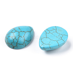 Craft Findings Dyed Synthetic Turquoise Gemstone Flat Back Teardrop Cabochons, Cyan, 12x16x6mm(TURQ-S270-12x16mm-01)