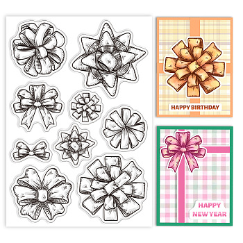 Custom PVC Plastic Clear Stamps, for DIY Scrapbooking, Photo Album Decorative, Cards Making, Bowknot, 160x110x3mm