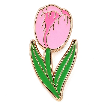 Alloy Enamel Brooches, Tulip, 34.5x17.5mm