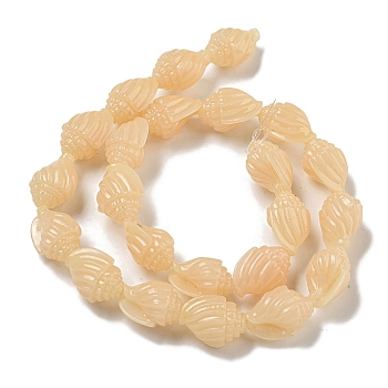 Synthetic Coral Carved Beads Strands, Dyed, Spiral Shell Shape, PeachPuff, 17.5x12.5x11mm, Hole: 1.4mm, about 22pcs/strand, 14.57''(37cm)