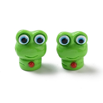 Resin Beads, Frog, Lime Green, 16x12.5x11.5mm, Hole: 2mm