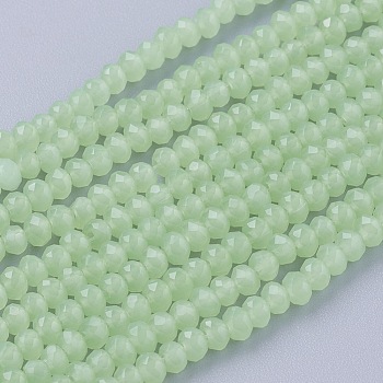 Imitation Jade Glass Beads Strands, Faceted, Rondelle, Dark Sea Green, 3x2~2.5mm, Hole: 0.5mm, about 186~190pcs/strand, 17 inch