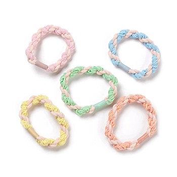 Nylon Elastic Hair Ties, Ponytail Holder, with Plastic Beads, Girls Hair Accessories, Mixed Color, 4.8~9.8mm, Inner Diameter: 36mm