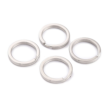 304 Stainless Steel Split Key Rings, Keychain Clasps Findings, Stainless Steel Color, 20x2mm, Inner Diameter: 15mm