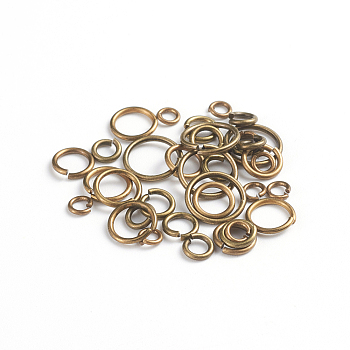 Brass Jump Rings, Open Jump Rings, Antique Bronze, 4~10x0.8~1mm, Inner Diameter: 2.4~8mm