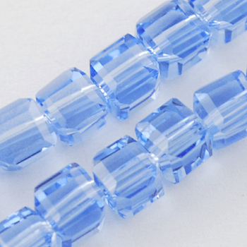 Glass Bead Strands, Faceted, Cube, Cornflower Blue, 6x6x6mm, Hole: 1mm, about 100pcs/strand, 22 inch