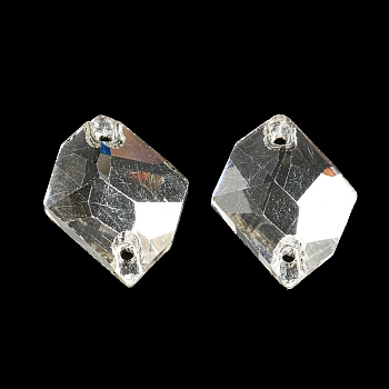 Glass Connector Charms, Faceted Polygon Links, Clear, 17x13.5x5mm, Hole: 1.2mm