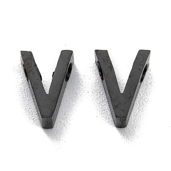 304 Stainless Steel Charms, Alphabet, Electrophoresis Black, Letter.V, 8x5.5x3mm, Hole: 1.8mm