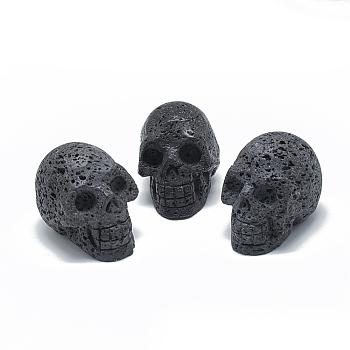 Natural Lava Rock Display Decorations, Skull, 36~41x28~33x43~50mm