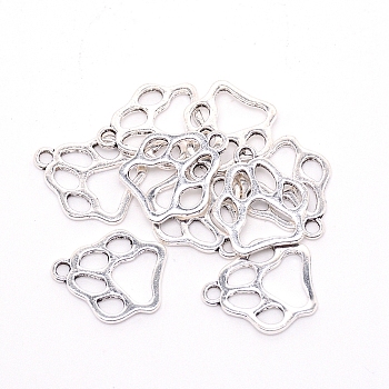 Alloy Pendants, Cadmium Free & Lead Free, Bear Paw Prints, Antique Silver, 19x17x1.5mm, Hole: 2mm