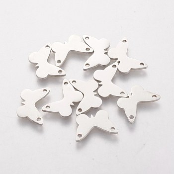 201 Stainless Steel Charms, Butterfly, Stainless Steel Color, 9x14x1.1mm
