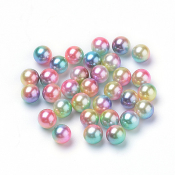 Rainbow Acrylic Imitation Pearl Beads, Gradient Mermaid Pearl Beads, No Hole, Round, Champagne Yellow, 6mm, about 5000pcs/500g