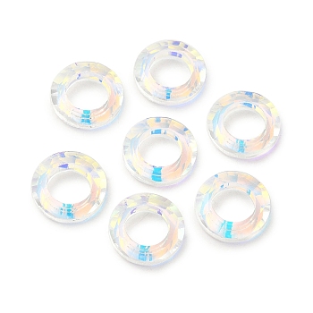 Electroplate Transparent Glass Linking Rings, Crystal Cosmic Ring, Prism Rings, Faceted, Round Ring, Clear AB, 14x3.5mm, Inner Diameter: 8mm