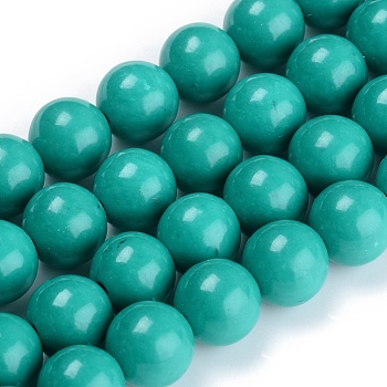 Dyed Natural Mashan Jade Beads Strands, Imitation Turquoise, Round, Round, Medium Turquoise, 4mm, Hole: 1mm, about 100pcs/Strand, 16 inch(40.64cm)
