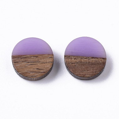 10mm Orchid Flat Round Resin+Wood Cabochons