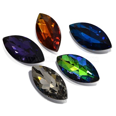 Faceted Horse Eye Glass Pointed Back Rhinestone Cabochons(RGLA-A011-13x27mm-SM)-2