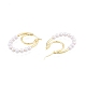 ABS Plastic Imitation Pearl Beaded Double Oval Hoop Earrings(EJEW-P205-13G)-3