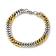 Two Tone Vacuum Plating 201 Stainless Steel Curb Chain Bracelet with 304 Stainless Steel Clasps for Men Women(BJEW-M235-02E-GP)-1