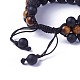 Bracelets de perle tressés réglables en oeil de tigre naturel(BJEW-I273-E04)-3