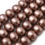 Shell Pearl Beads Strands, Potato, Camel, 12.5~13x15~15.5x12~12.5mm, Hole: 0.9mm, about 31pcs/strand, 15.71 inch(39.9cm)(BSHE-F013-01L)