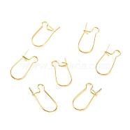 Brass Hoop Earring Findings, Kidney Ear Wire, Long-Lasting Plated, Real 18K Gold Plated, 19x9x4mm, Pin: 0.7mm(X-KK-F824-009G)