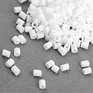 TOHO Japanese Seed Beads, Glass Bugle Beads, Frosted, AB Color, Round Hole, (41) Opaque White, 2x1.7~1.8mm, Hole: 1mm, about 6650pcs/bag, 100g/bag(SEED-Q013-41)