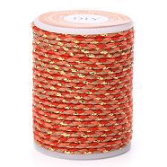 4-Ply Polycotton Cord Metallic Cord, Handmade Macrame Cotton Rope, for String Wall Hangings Plant Hanger, DIY Craft String Knitting, Orange, 1.5mm, about 4.3 yards(4m)/roll(OCOR-Z003-D37)