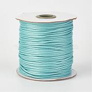 Eco-Friendly Korean Waxed Polyester Cord, Cyan, 3mm, about 41.01~41.56 Yards(37.5~38m)/Roll(YC-P002-3mm-1124)