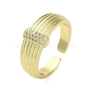 Open Brass with Cubic Zirconia Rings, Real 18K Gold Plated, Rings, Real 18K Gold Plated, Inner Diameter: US Size 7 1/4(17.5mm)(RJEW-B057-07G)
