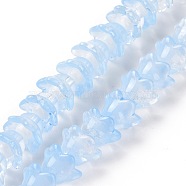 Transparent Glass Beads Strands, Flower, Light Sky Blue, 11~12x7.5~8mm, Hole: 1.4mm, about 50pcs/strand, 11.42''(29cm)(LAMP-H061-01C-09)