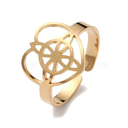 Heart with Sailor's Knot 304 Stainless Steel Open Cuff Ring for Women, Golden, Inner Diameter: 18mm(RJEW-E073-01G)