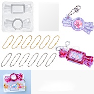 DIY Candy Pendant Shaker Silicone Molds Kit, Quicksand Molds, Resin Casting Molds, with Iron Ball Chains & Protective Sealing Film, for UV Resin, Epoxy Resin Jewelry Making, White, 66x58x17mm, Hole: 4mm, Inner Diameter: 61x20mm & 59x25mm(DIY-A038-04)
