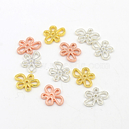 Alloy Charms, Cadmium Free & Lead Free, Flower, Mixed Color, 12x11x1.5mm, Hole: 2x3mm(PALLOY-I044-M)