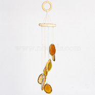 Nuggets Natural Agate Wind Chime, for Outdoor Home Garden Decor Geode Hanging Decorations , Dark Goldenrod, 315mm(PW23051616550)
