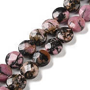 Natural Rhodonite Beads Strands, Faceted, Flat Round, 10~10.5x4.5~5.5mm, Hole: 1.2mm, about 20pcs/strand, 7.80 inch(19.8cm)(G-K357-B11-01)
