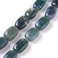 Natural Moss Agate Beads Strands, Cuboid, 16~18x10~12x6~8mm, Hole: 1.5mm, about 23~25pcs/strand, 15.35 inch(39cm)(G-I231-06)